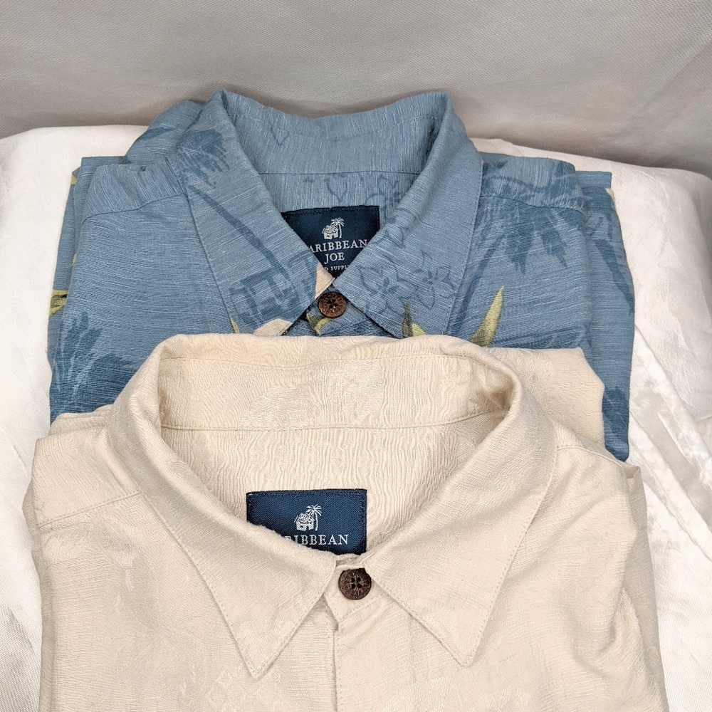 Mens L Hawaiian Silk Shirts 2 Washable Texture VTG